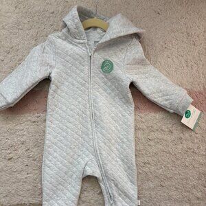 NWT Little Planet By Carter's Organic Quilted Hooded Jumpsuit - Ivory